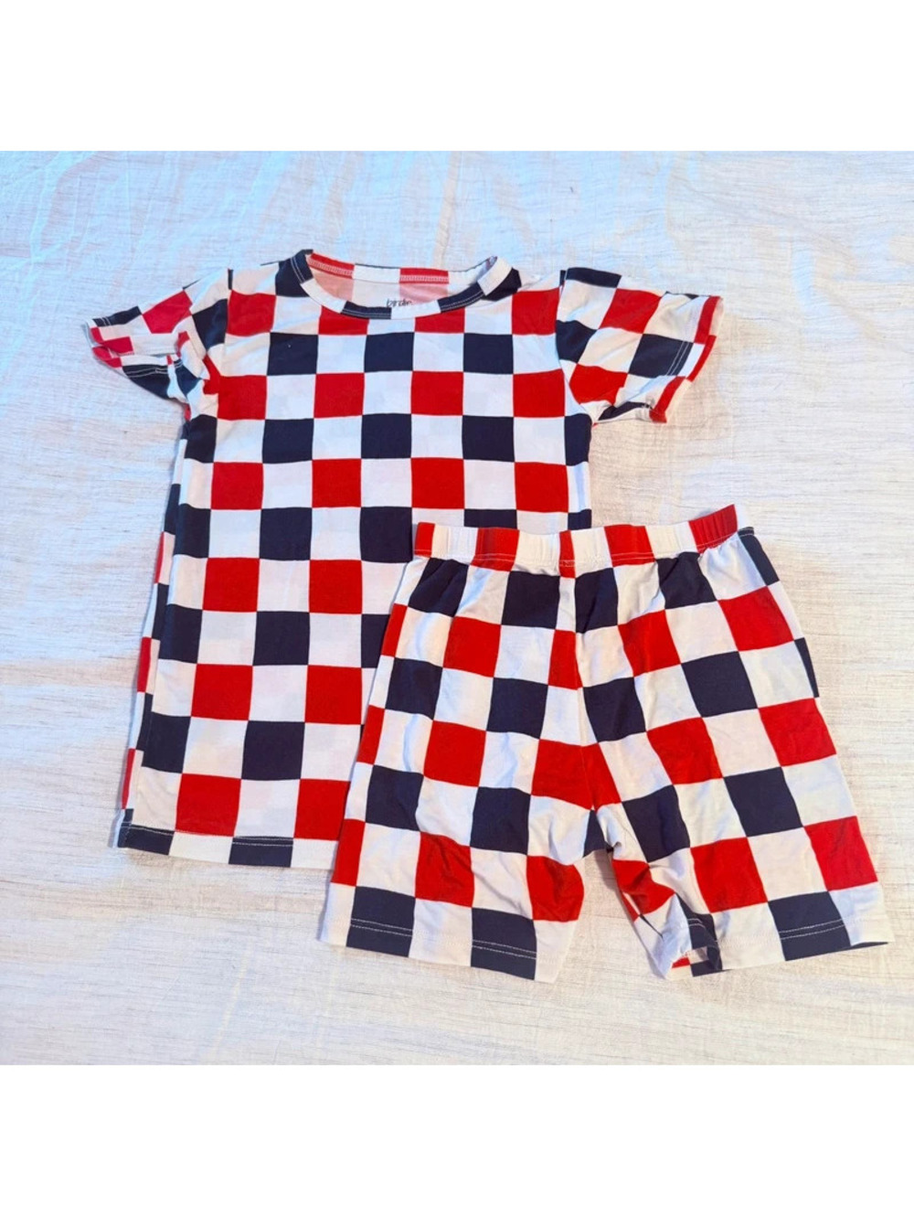 Birdie bean rwb checkerboard two piece bamboo pajama